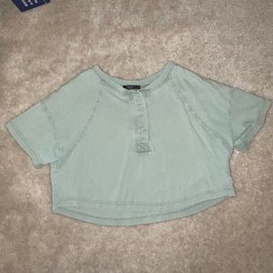 Sage Green Oversized Crop Top